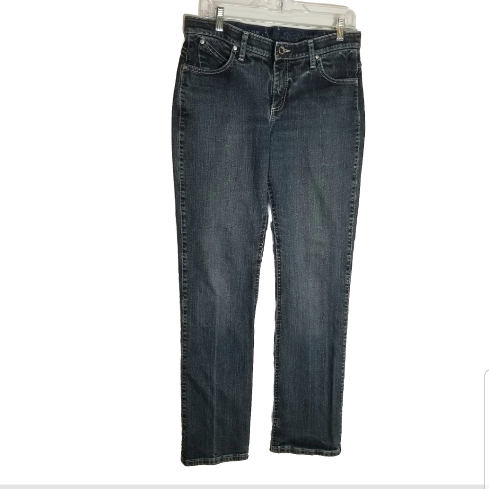 Wrangler Q Baby Jeans Women's 9/10 X33 Straight Leg Blue Denim Studded Pockets